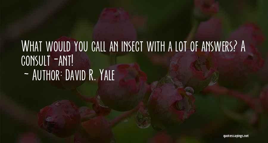 David R. Yale Quotes: What Would You Call An Insect With A Lot Of Answers? A Consult-ant!