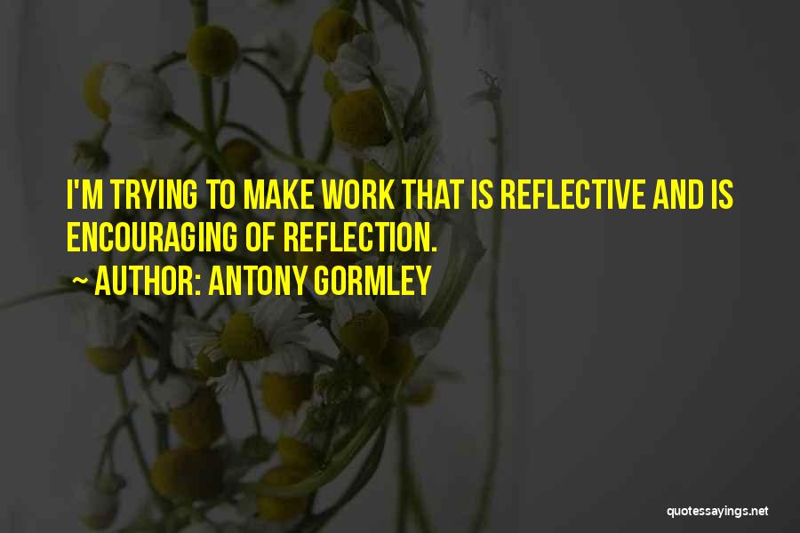 Antony Gormley Quotes: I'm Trying To Make Work That Is Reflective And Is Encouraging Of Reflection.