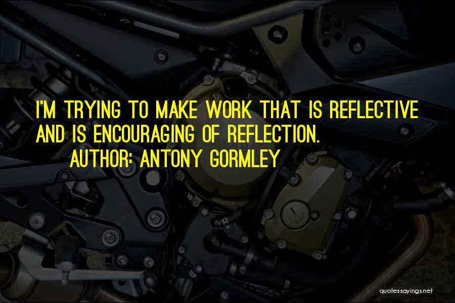 Antony Gormley Quotes: I'm Trying To Make Work That Is Reflective And Is Encouraging Of Reflection.