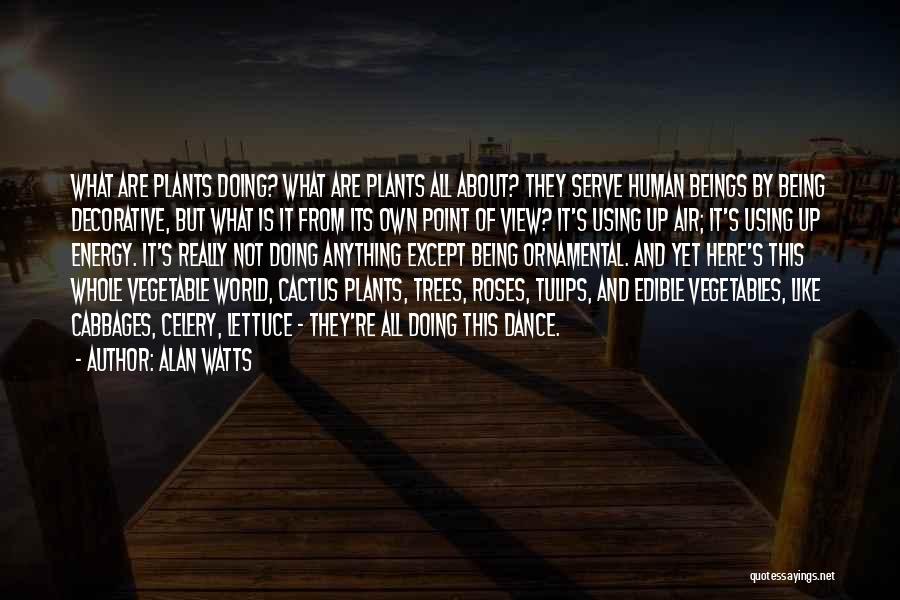 Alan Watts Quotes: What Are Plants Doing? What Are Plants All About? They Serve Human Beings By Being Decorative, But What Is It