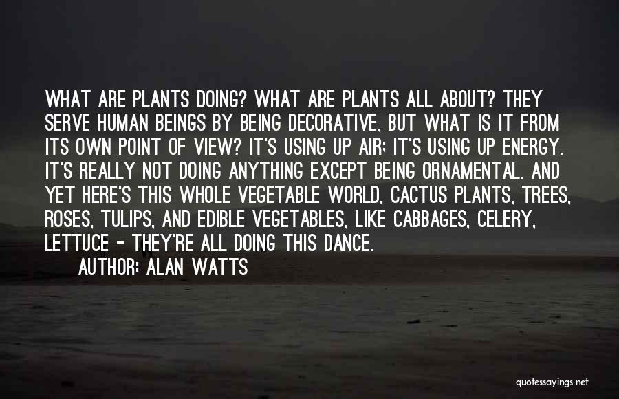 Alan Watts Quotes: What Are Plants Doing? What Are Plants All About? They Serve Human Beings By Being Decorative, But What Is It