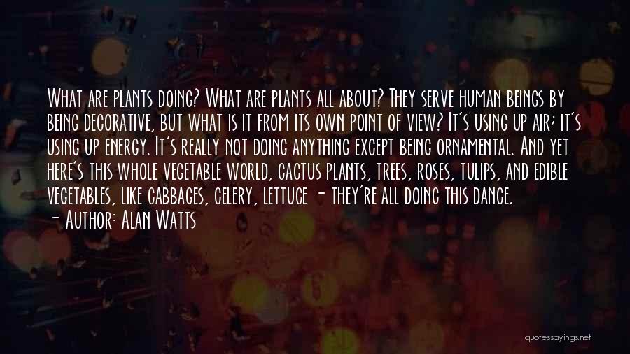 Alan Watts Quotes: What Are Plants Doing? What Are Plants All About? They Serve Human Beings By Being Decorative, But What Is It