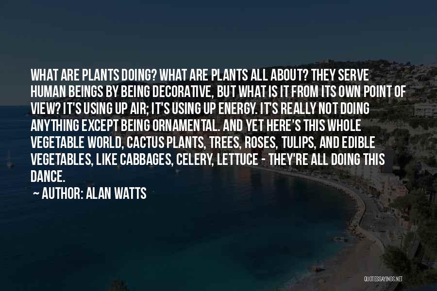 Alan Watts Quotes: What Are Plants Doing? What Are Plants All About? They Serve Human Beings By Being Decorative, But What Is It