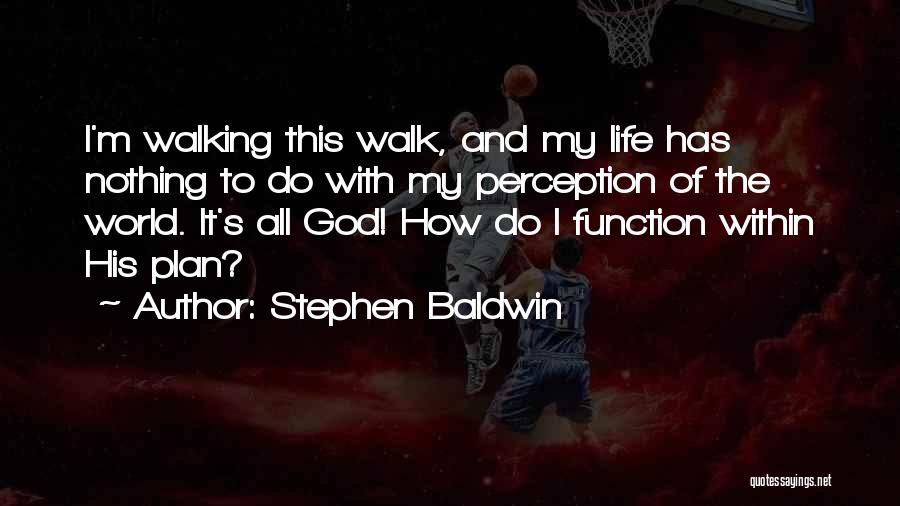 Stephen Baldwin Quotes: I'm Walking This Walk, And My Life Has Nothing To Do With My Perception Of The World. It's All God!