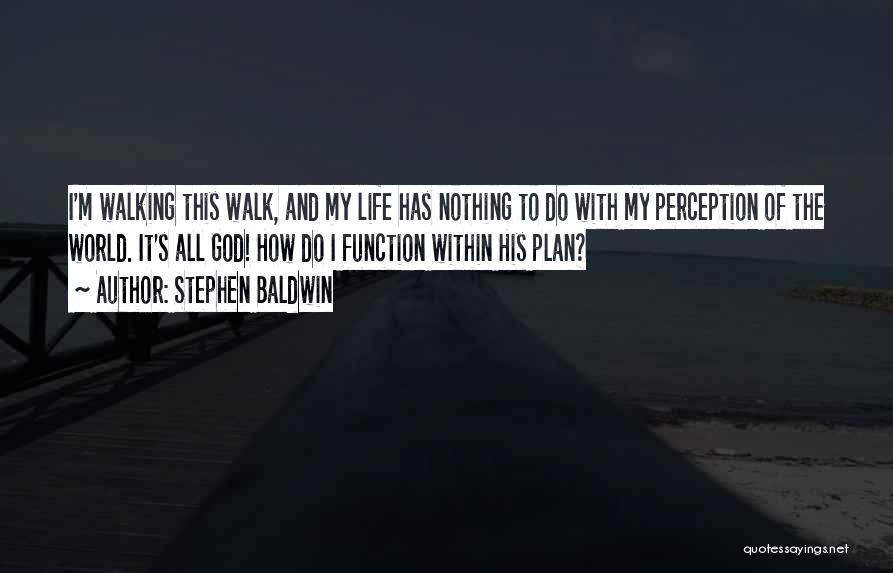 Stephen Baldwin Quotes: I'm Walking This Walk, And My Life Has Nothing To Do With My Perception Of The World. It's All God!