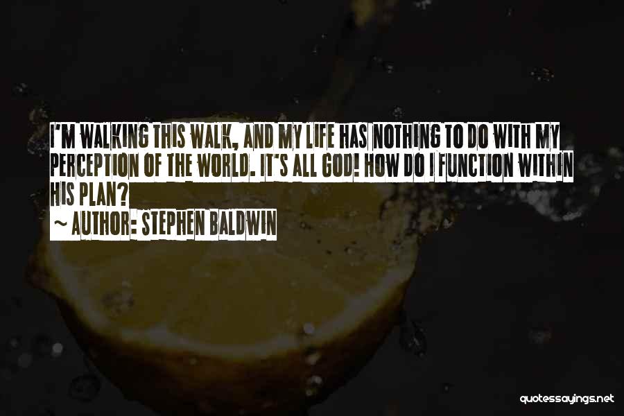 Stephen Baldwin Quotes: I'm Walking This Walk, And My Life Has Nothing To Do With My Perception Of The World. It's All God!