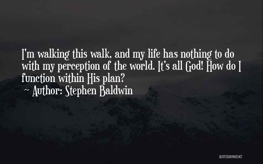 Stephen Baldwin Quotes: I'm Walking This Walk, And My Life Has Nothing To Do With My Perception Of The World. It's All God!