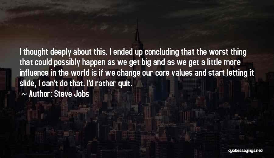 Steve Jobs Quotes: I Thought Deeply About This. I Ended Up Concluding That The Worst Thing That Could Possibly Happen As We Get