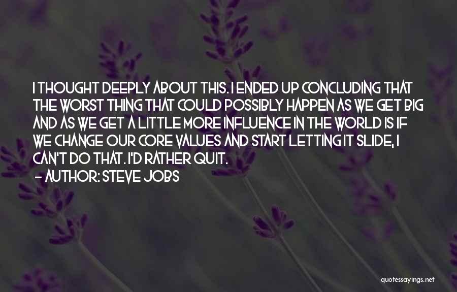 Steve Jobs Quotes: I Thought Deeply About This. I Ended Up Concluding That The Worst Thing That Could Possibly Happen As We Get