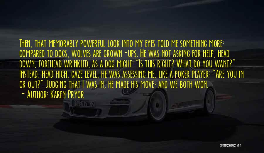 Karen Pryor Quotes: Then, That Memorably Powerful Look Into My Eyes Told Me Something More: Compared To Dogs, Wolves Are Grown-ups. He Was