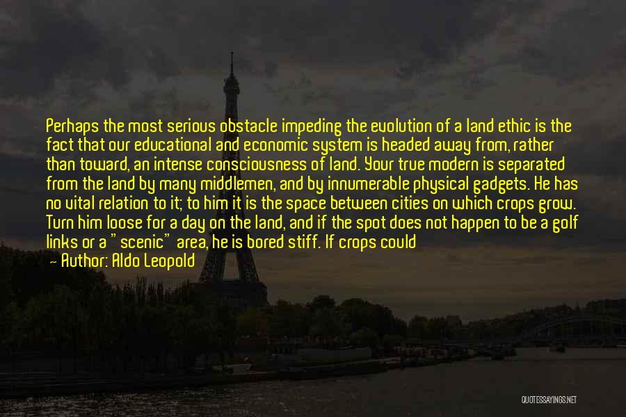 Aldo Leopold Quotes: Perhaps The Most Serious Obstacle Impeding The Evolution Of A Land Ethic Is The Fact That Our Educational And Economic