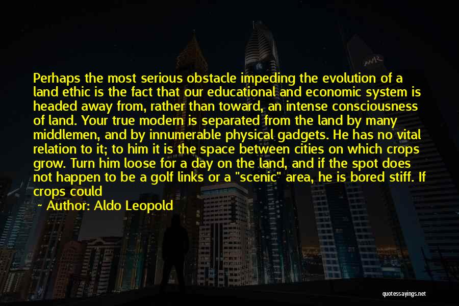 Aldo Leopold Quotes: Perhaps The Most Serious Obstacle Impeding The Evolution Of A Land Ethic Is The Fact That Our Educational And Economic