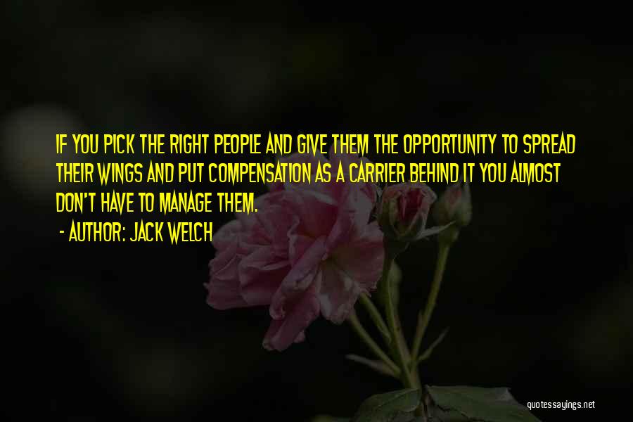 Jack Welch Quotes: If You Pick The Right People And Give Them The Opportunity To Spread Their Wings And Put Compensation As A