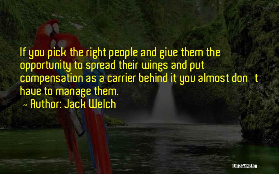 Jack Welch Quotes: If You Pick The Right People And Give Them The Opportunity To Spread Their Wings And Put Compensation As A