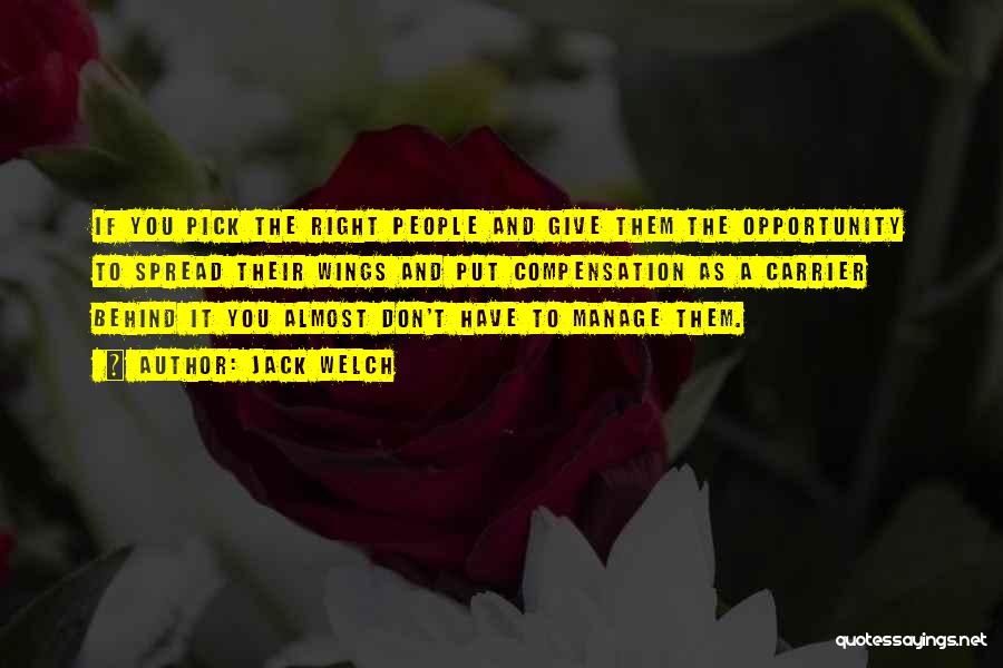 Jack Welch Quotes: If You Pick The Right People And Give Them The Opportunity To Spread Their Wings And Put Compensation As A