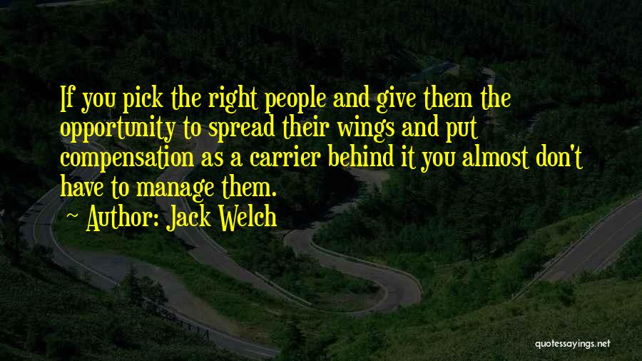 Jack Welch Quotes: If You Pick The Right People And Give Them The Opportunity To Spread Their Wings And Put Compensation As A