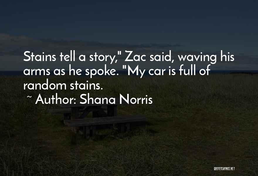 Shana Norris Quotes: Stains Tell A Story, Zac Said, Waving His Arms As He Spoke. My Car Is Full Of Random Stains.