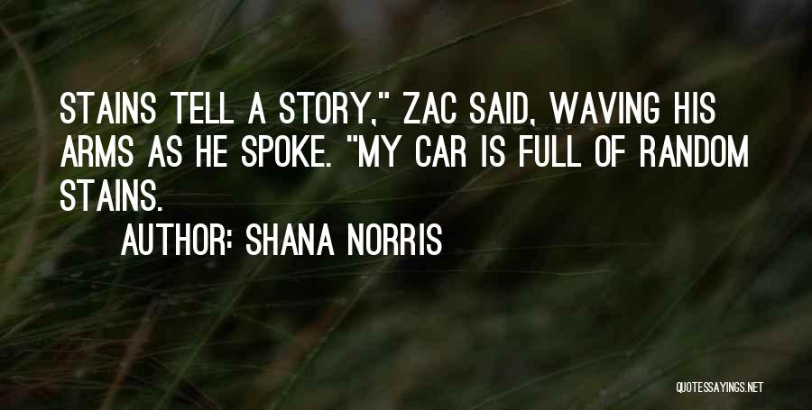 Shana Norris Quotes: Stains Tell A Story, Zac Said, Waving His Arms As He Spoke. My Car Is Full Of Random Stains.