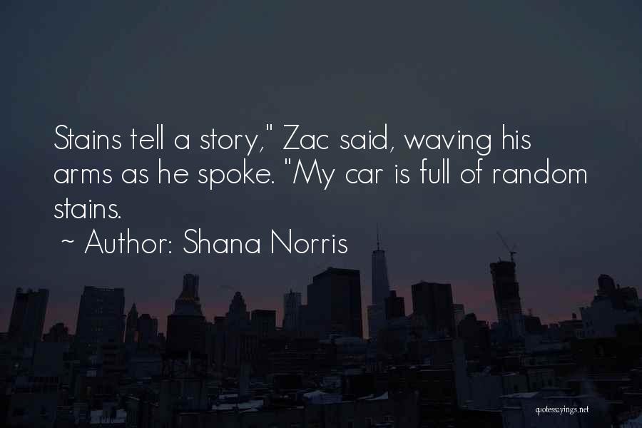 Shana Norris Quotes: Stains Tell A Story, Zac Said, Waving His Arms As He Spoke. My Car Is Full Of Random Stains.