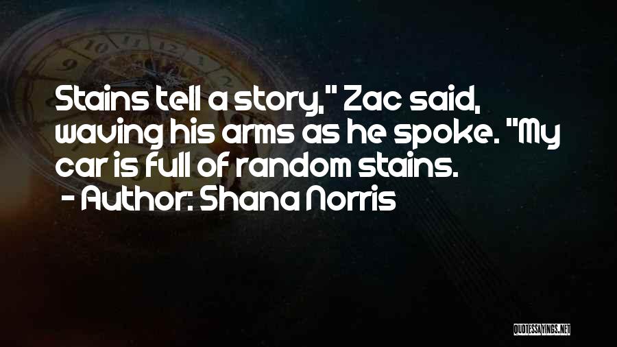 Shana Norris Quotes: Stains Tell A Story, Zac Said, Waving His Arms As He Spoke. My Car Is Full Of Random Stains.