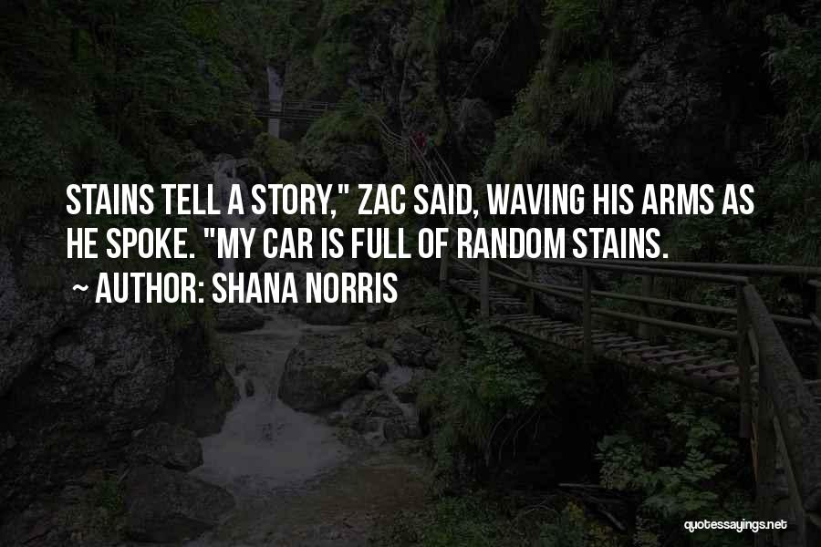 Shana Norris Quotes: Stains Tell A Story, Zac Said, Waving His Arms As He Spoke. My Car Is Full Of Random Stains.