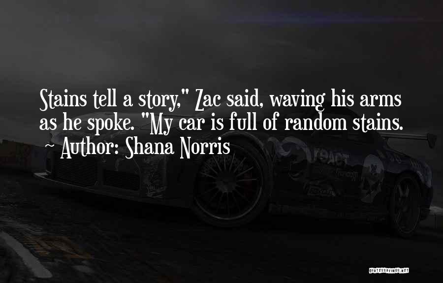 Shana Norris Quotes: Stains Tell A Story, Zac Said, Waving His Arms As He Spoke. My Car Is Full Of Random Stains.