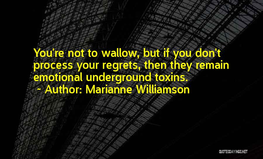 Marianne Williamson Quotes: You're Not To Wallow, But If You Don't Process Your Regrets, Then They Remain Emotional Underground Toxins.