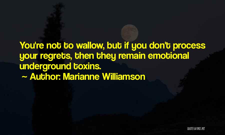 Marianne Williamson Quotes: You're Not To Wallow, But If You Don't Process Your Regrets, Then They Remain Emotional Underground Toxins.