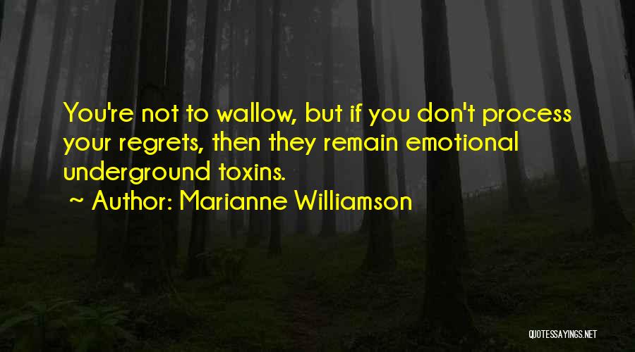 Marianne Williamson Quotes: You're Not To Wallow, But If You Don't Process Your Regrets, Then They Remain Emotional Underground Toxins.