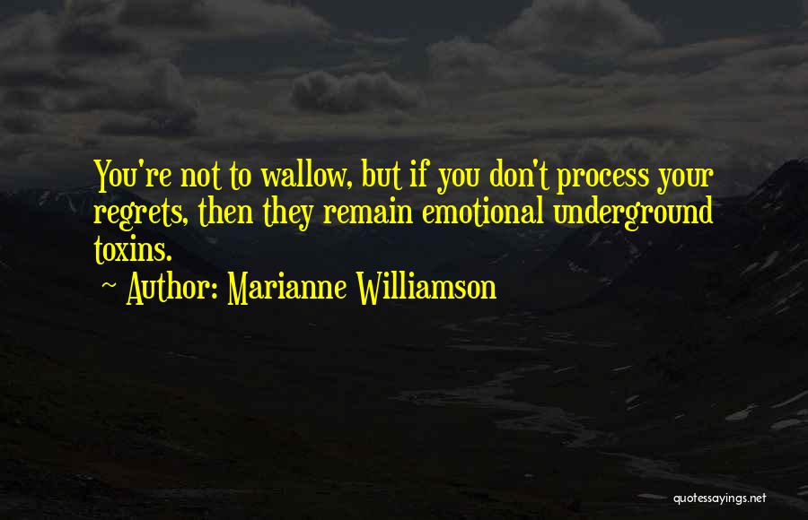 Marianne Williamson Quotes: You're Not To Wallow, But If You Don't Process Your Regrets, Then They Remain Emotional Underground Toxins.