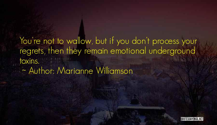 Marianne Williamson Quotes: You're Not To Wallow, But If You Don't Process Your Regrets, Then They Remain Emotional Underground Toxins.