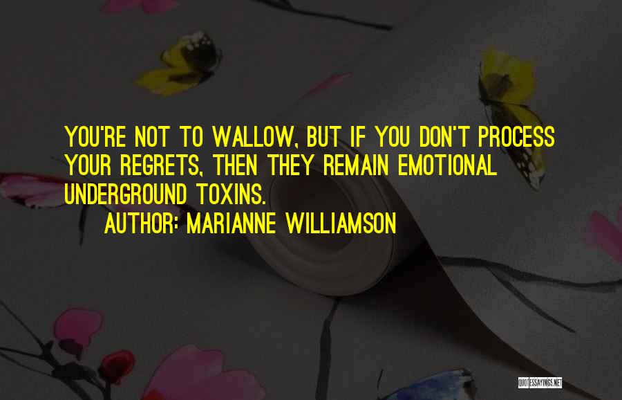 Marianne Williamson Quotes: You're Not To Wallow, But If You Don't Process Your Regrets, Then They Remain Emotional Underground Toxins.