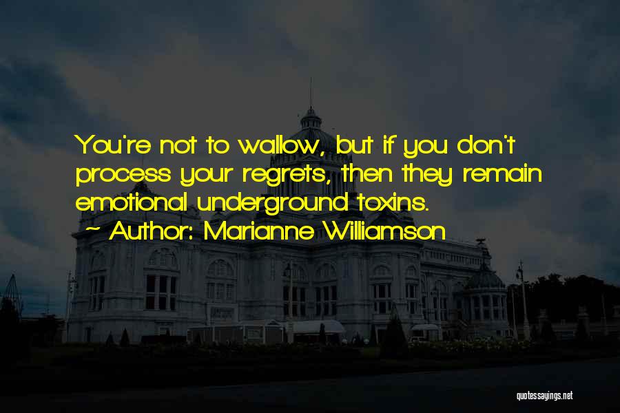 Marianne Williamson Quotes: You're Not To Wallow, But If You Don't Process Your Regrets, Then They Remain Emotional Underground Toxins.