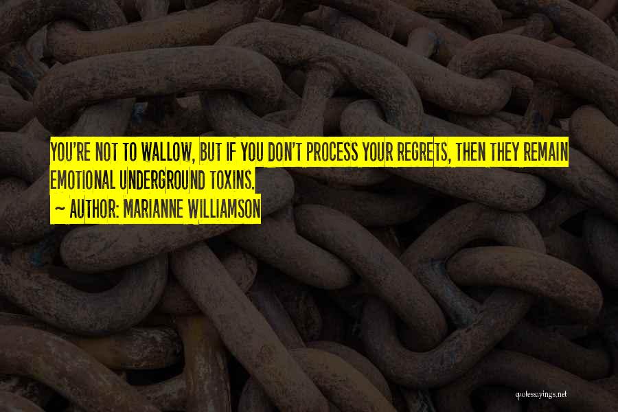 Marianne Williamson Quotes: You're Not To Wallow, But If You Don't Process Your Regrets, Then They Remain Emotional Underground Toxins.