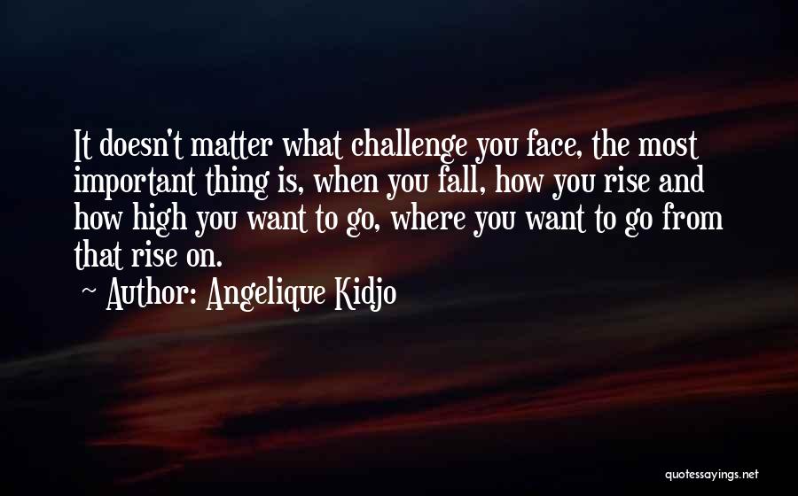 Angelique Kidjo Quotes: It Doesn't Matter What Challenge You Face, The Most Important Thing Is, When You Fall, How You Rise And How