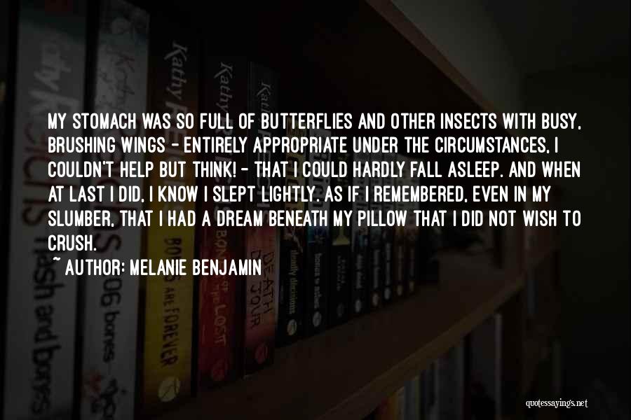 Melanie Benjamin Quotes: My Stomach Was So Full Of Butterflies And Other Insects With Busy, Brushing Wings - Entirely Appropriate Under The Circumstances,