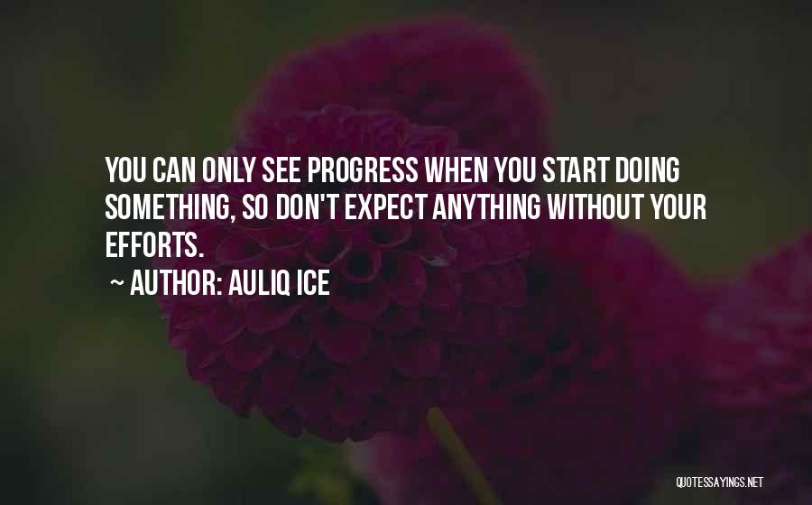 Auliq Ice Quotes: You Can Only See Progress When You Start Doing Something, So Don't Expect Anything Without Your Efforts.