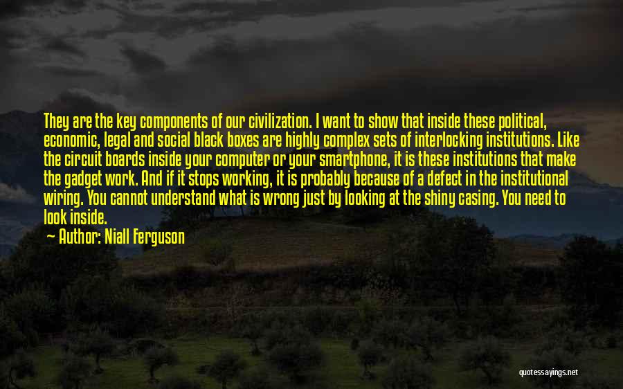 Niall Ferguson Quotes: They Are The Key Components Of Our Civilization. I Want To Show That Inside These Political, Economic, Legal And Social