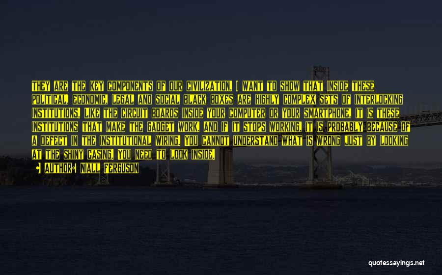 Niall Ferguson Quotes: They Are The Key Components Of Our Civilization. I Want To Show That Inside These Political, Economic, Legal And Social