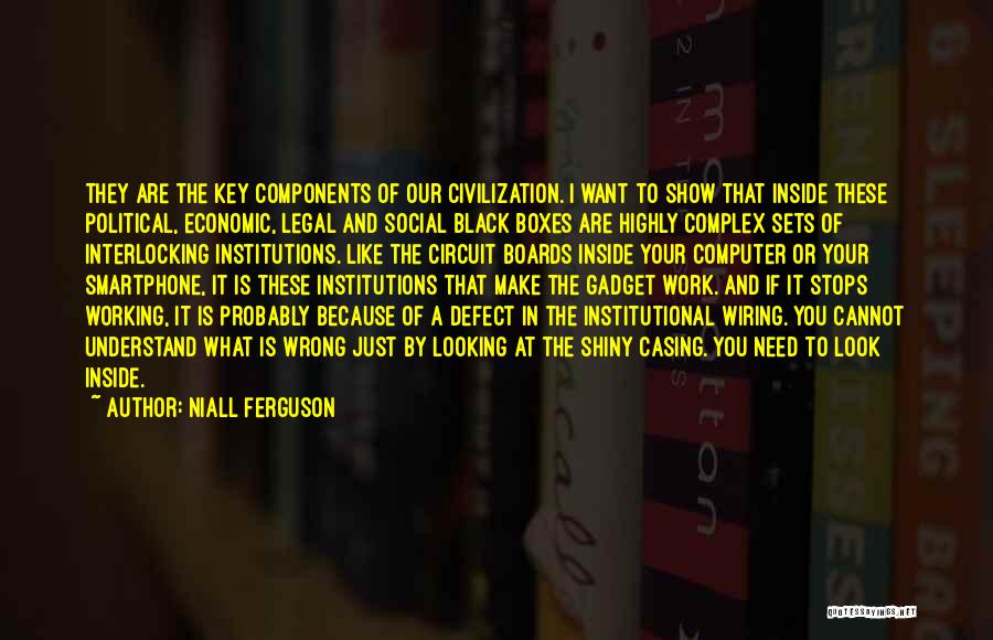 Niall Ferguson Quotes: They Are The Key Components Of Our Civilization. I Want To Show That Inside These Political, Economic, Legal And Social