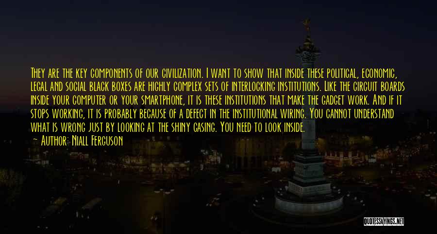 Niall Ferguson Quotes: They Are The Key Components Of Our Civilization. I Want To Show That Inside These Political, Economic, Legal And Social