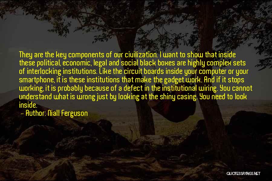 Niall Ferguson Quotes: They Are The Key Components Of Our Civilization. I Want To Show That Inside These Political, Economic, Legal And Social