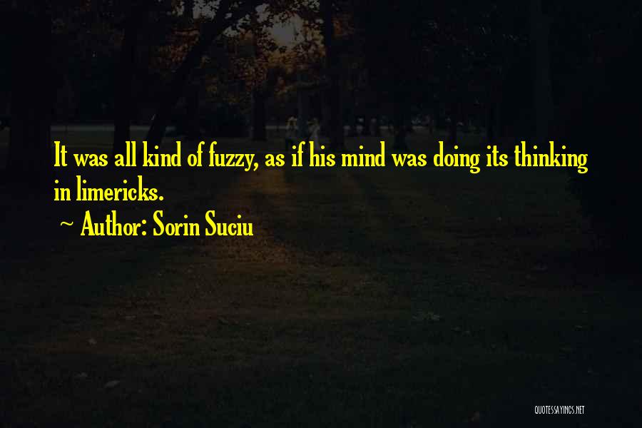 Sorin Suciu Quotes: It Was All Kind Of Fuzzy, As If His Mind Was Doing Its Thinking In Limericks.