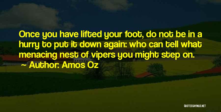 Amos Oz Quotes: Once You Have Lifted Your Foot, Do Not Be In A Hurry To Put It Down Again: Who Can Tell
