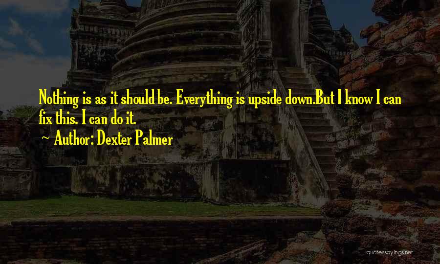 Dexter Palmer Quotes: Nothing Is As It Should Be. Everything Is Upside Down.but I Know I Can Fix This. I Can Do It.