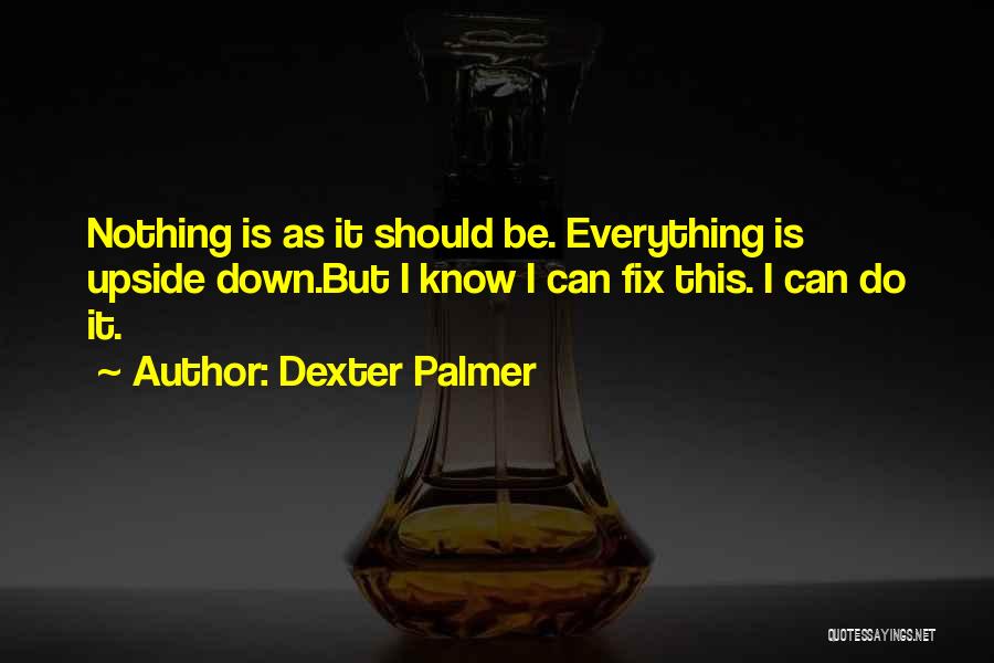 Dexter Palmer Quotes: Nothing Is As It Should Be. Everything Is Upside Down.but I Know I Can Fix This. I Can Do It.