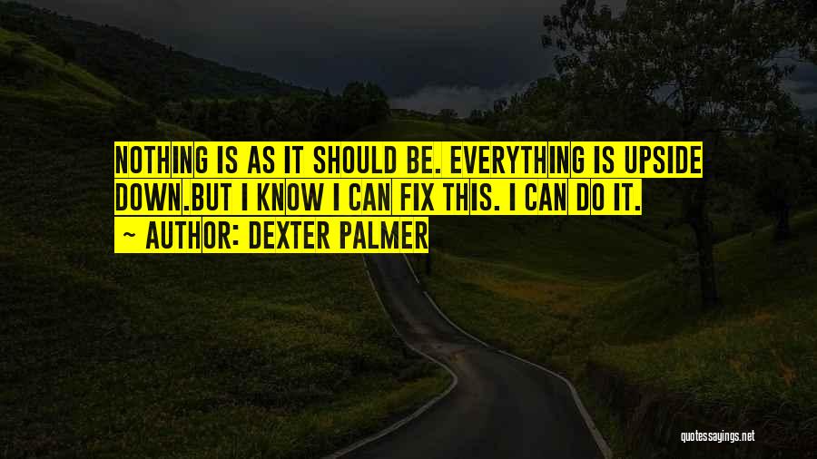 Dexter Palmer Quotes: Nothing Is As It Should Be. Everything Is Upside Down.but I Know I Can Fix This. I Can Do It.