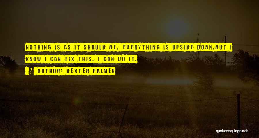 Dexter Palmer Quotes: Nothing Is As It Should Be. Everything Is Upside Down.but I Know I Can Fix This. I Can Do It.