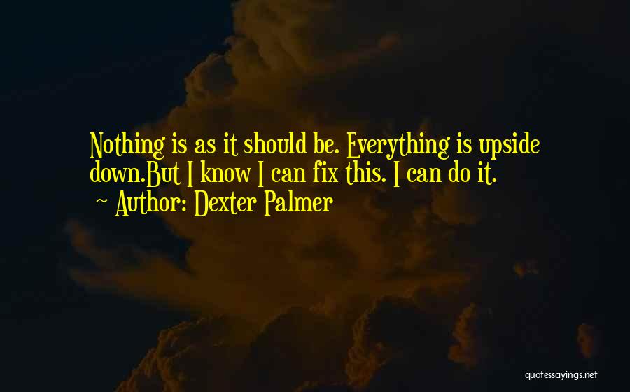 Dexter Palmer Quotes: Nothing Is As It Should Be. Everything Is Upside Down.but I Know I Can Fix This. I Can Do It.