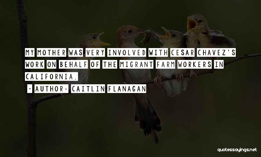 Caitlin Flanagan Quotes: My Mother Was Very Involved With Cesar Chavez's Work On Behalf Of The Migrant Farm Workers In California.